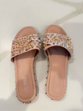 Cape Robbin Blush Pink Studded Slide Sandals